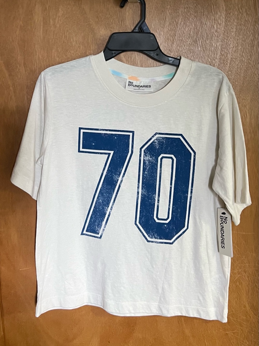 No Boundaries White Short-Sleeve Tee with Blue '70' Graphic